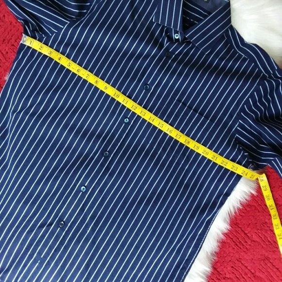 Bugatchi Navy Stripe Classic Fit Button Up Shirt L - Picture 5 of 9